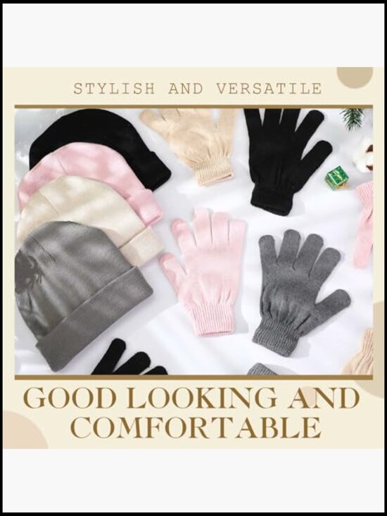 Winter Beanies and Gloves Combo Pack, Knit Hats and Gloves Bulk for Cold main image 6